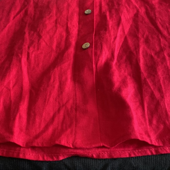 Potter’s Pot LA boutique Linen blend on/off shoulder faux button front tie belt - Picture 6 of 10